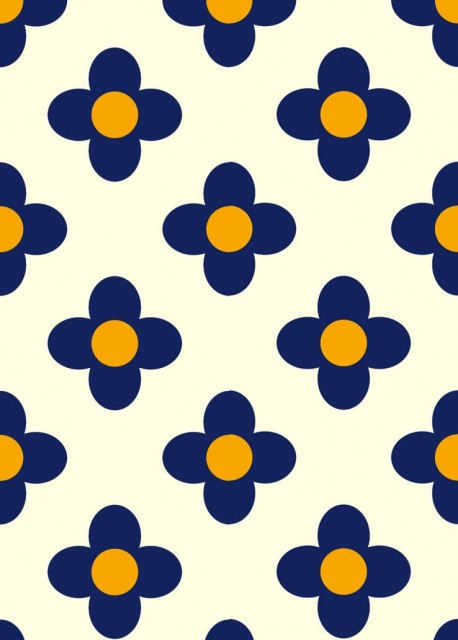 Blå Blomst- Orange